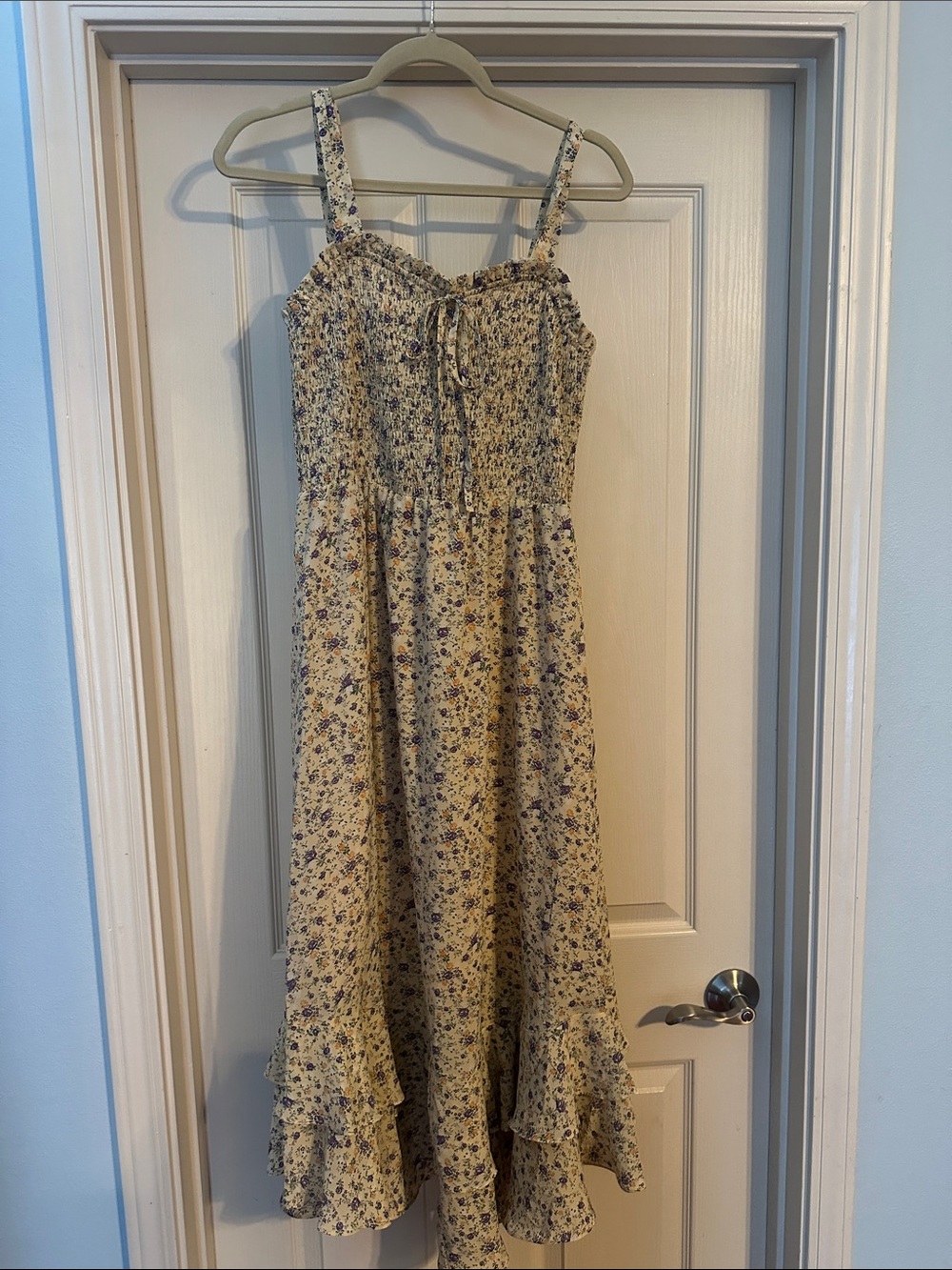 Grace Karin Cream Midi Dress with Floral Print